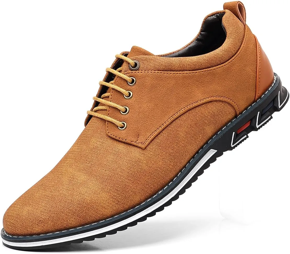 Men's Casual Oxford Shoes, Navy Blue and Black, Lace-up Canvas Sneakers with Contrast Sole (Brown, Adult, Men, 10.5, Digital, US Shoe System, M (Medium))