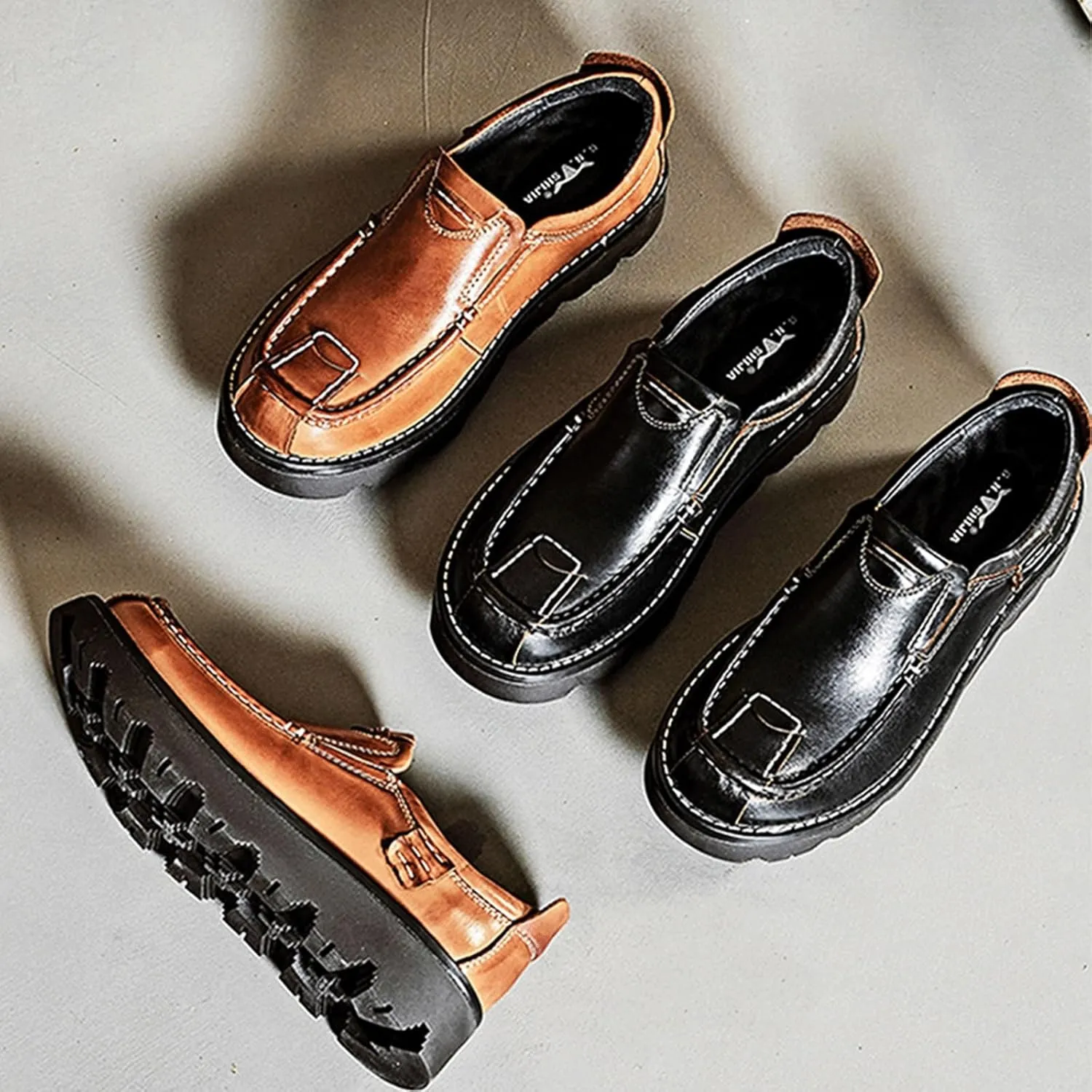 Men's Dress Loafers, Lightweight Comfortable Driving Shoe, Non Slip Casual Business Leather Shoes for Walking Office