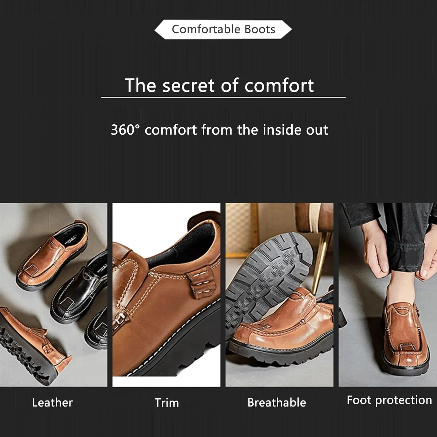 Men's Dress Loafers, Lightweight Comfortable Driving Shoe, Non Slip Casual Business Leather Shoes for Walking Office