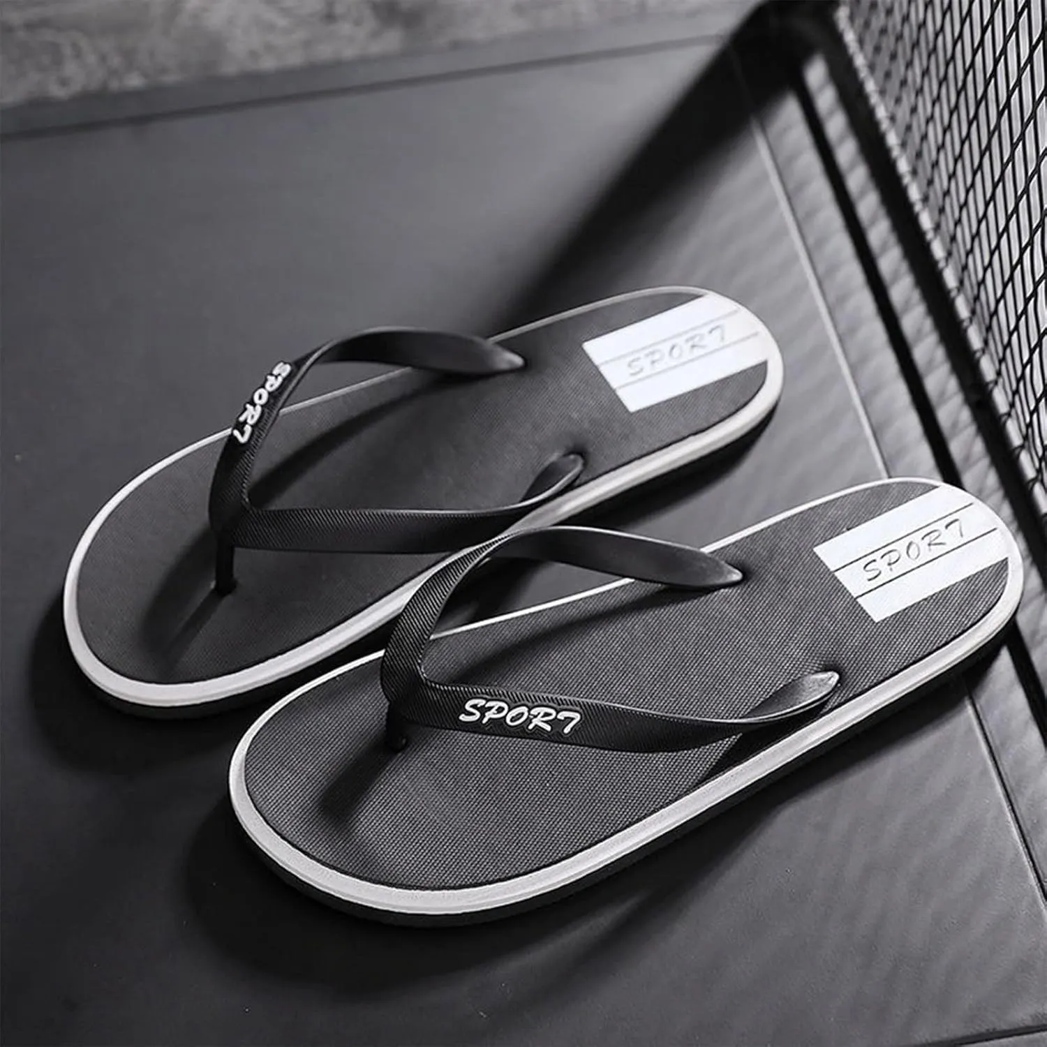 Mens Flip Flops Thong Sandals Lightweight Slippers for Beach Open Toe for Summer Soft Footbed Thick