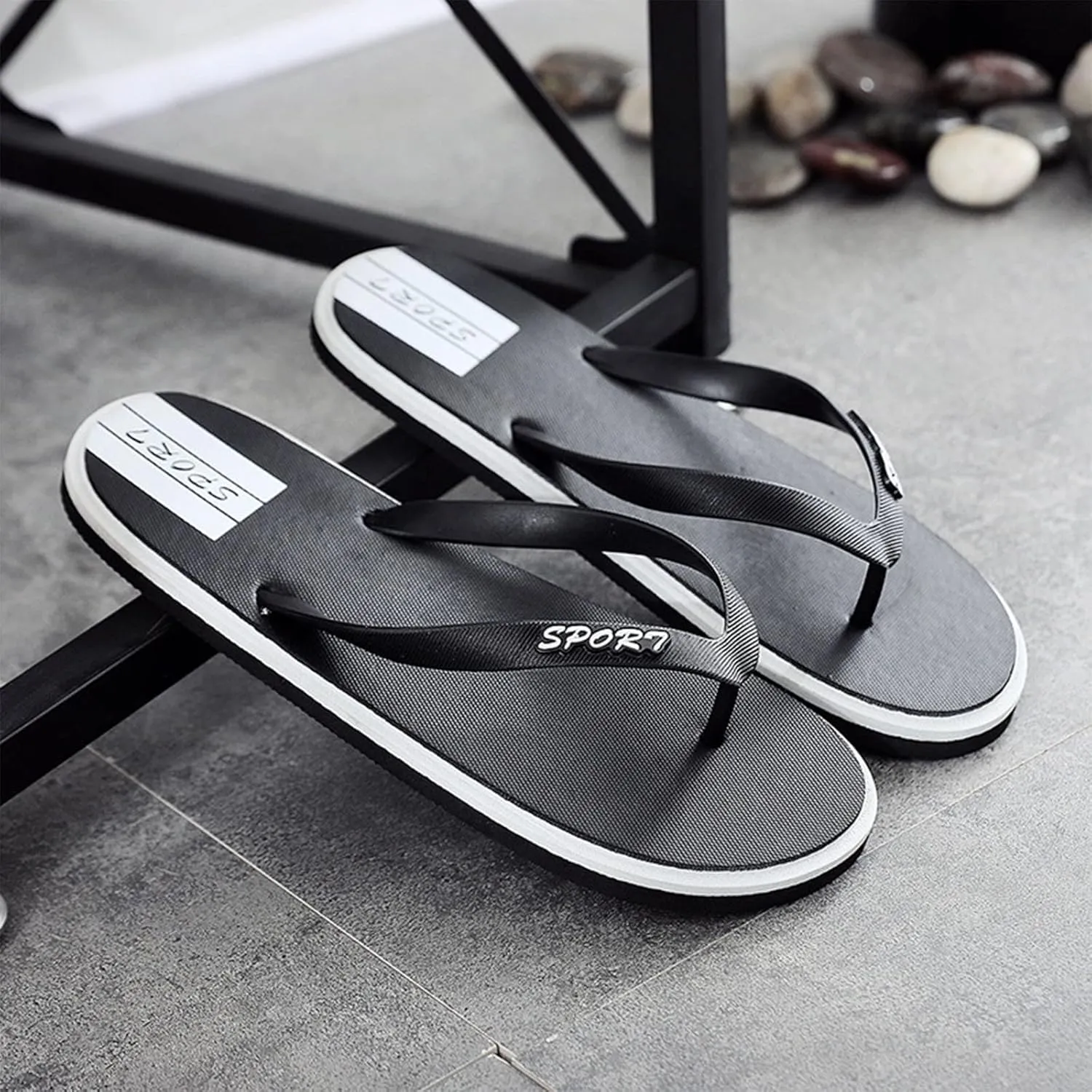Mens Flip Flops Thong Sandals Lightweight Slippers for Beach Open Toe for Summer Soft Footbed Thick