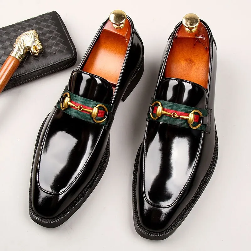 Men's formal wear leather shoes, derby shiny surface