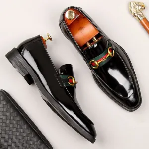 Men's formal wear leather shoes, derby shiny surface