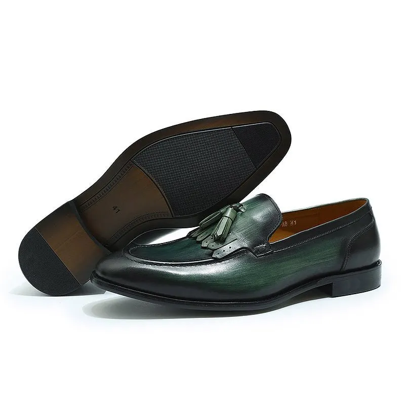 Men's Genuine Cowhide Leather Tassel Loafers