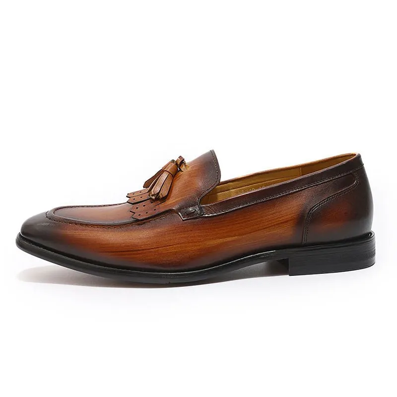 Men's Genuine Cowhide Leather Tassel Loafers