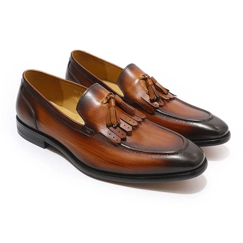 Men's Genuine Cowhide Leather Tassel Loafers