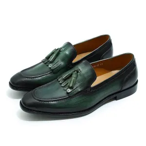 Men's Genuine Cowhide Leather Tassel Loafers