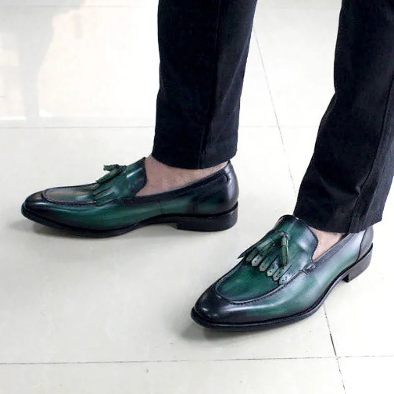 Men's Genuine Cowhide Leather Tassel Loafers