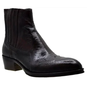 Men's Italian Shoes Jo Ghost 1774 Brown Leather Print Python Cuban Heel Chelsea Boots size 42