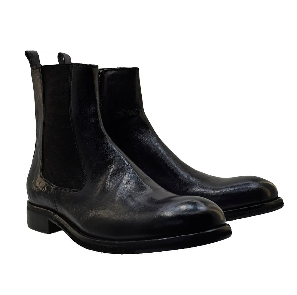 Men's Italian Shoes Jo Ghost 2816 Black Leather Chelsea Boots