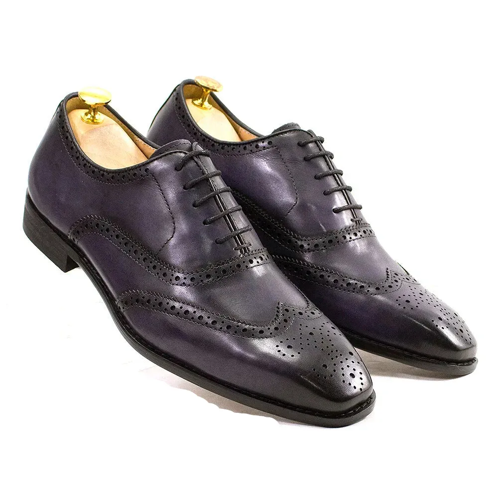 Men's Italian Style Calfskin Genuine Leather Oxford Dress Shoes