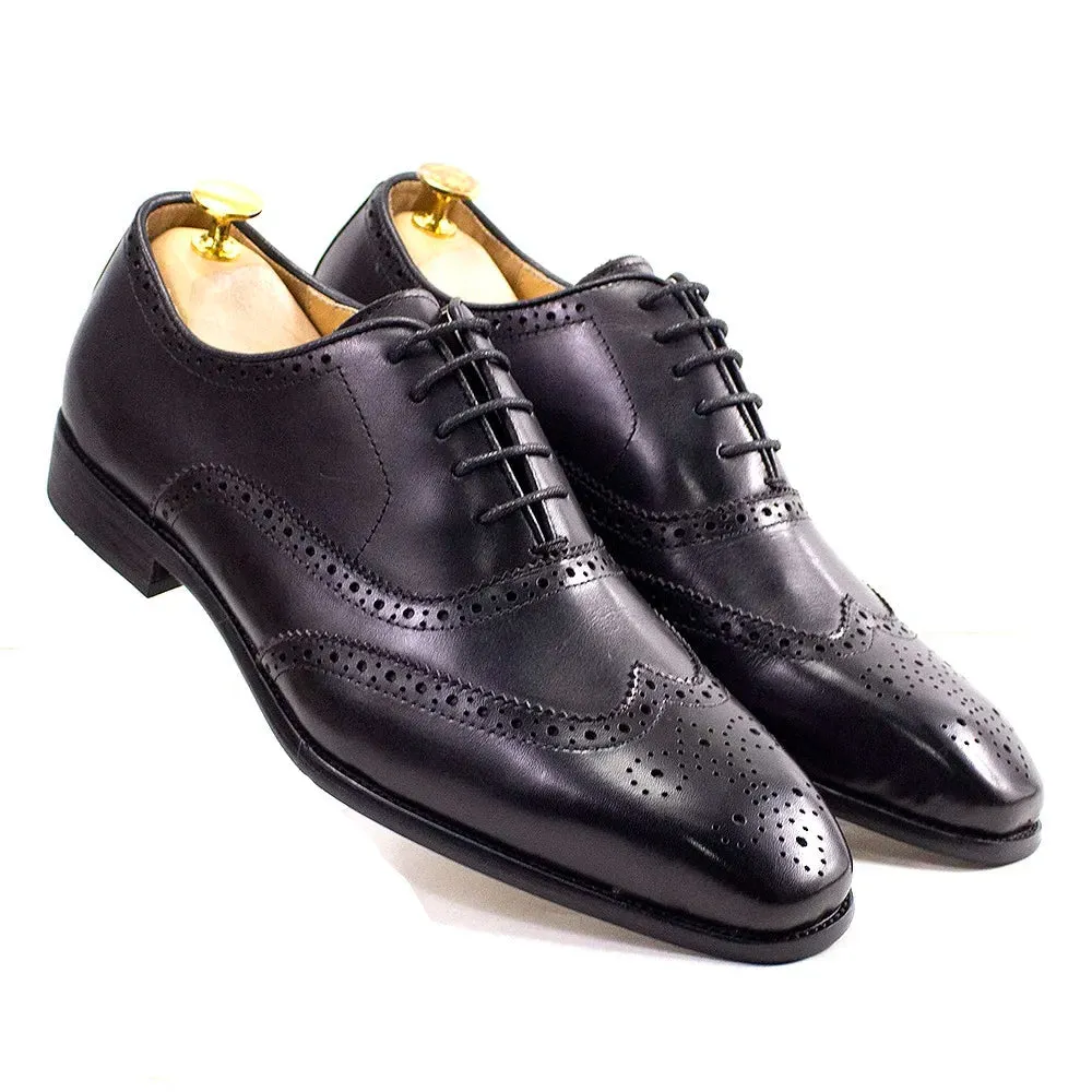 Men's Italian Style Calfskin Genuine Leather Oxford Dress Shoes