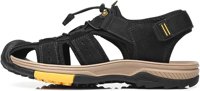 Men's Leather Sport Sandals Summer Outdoor Adjustable Casual Water Walking Shoes