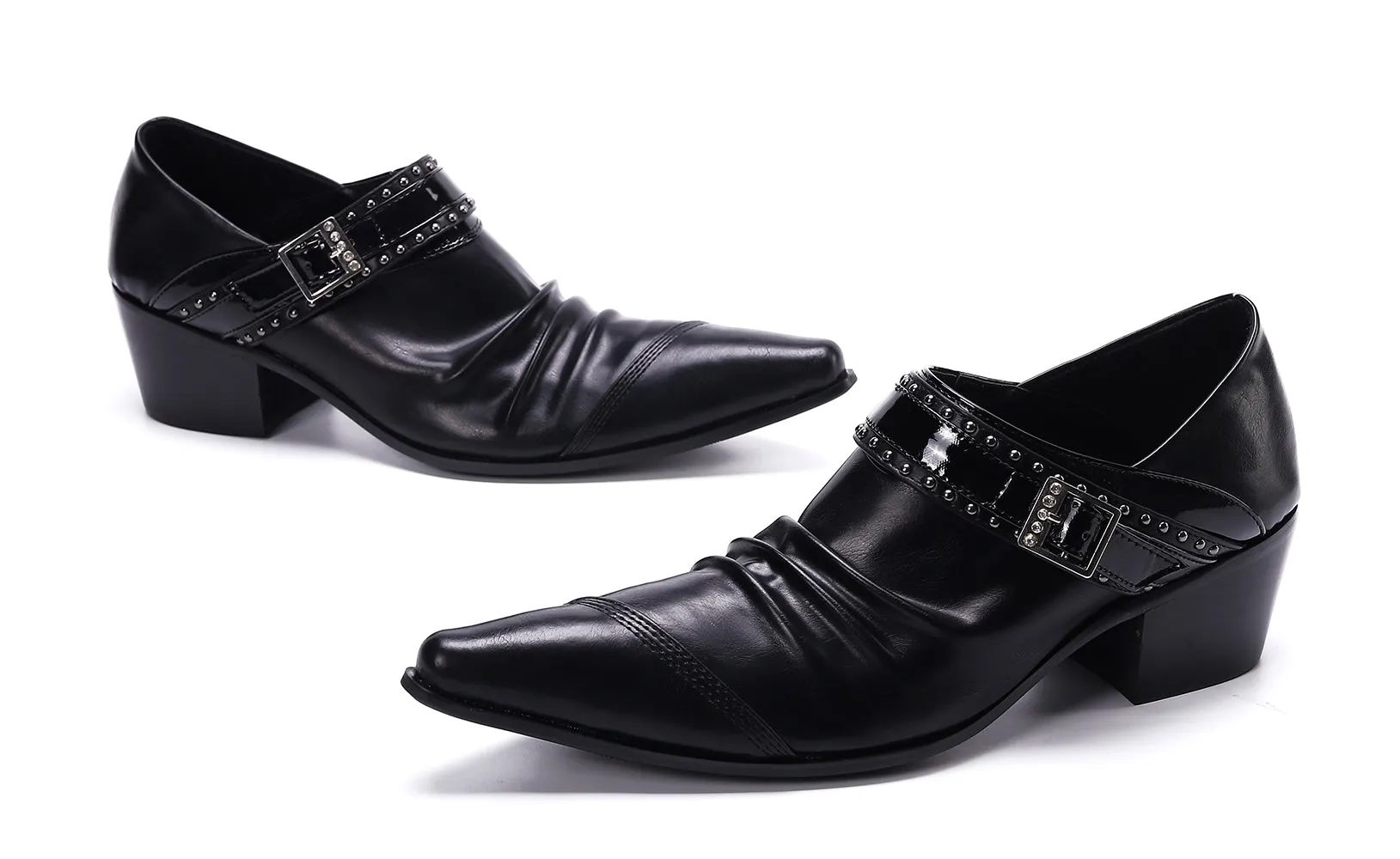 Men's Monk Strap Rivet Leather Opera Pumps