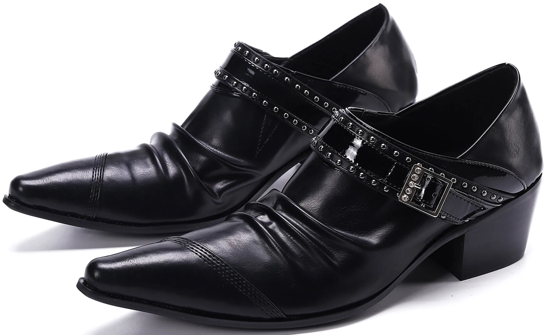 Men's Monk Strap Rivet Leather Opera Pumps