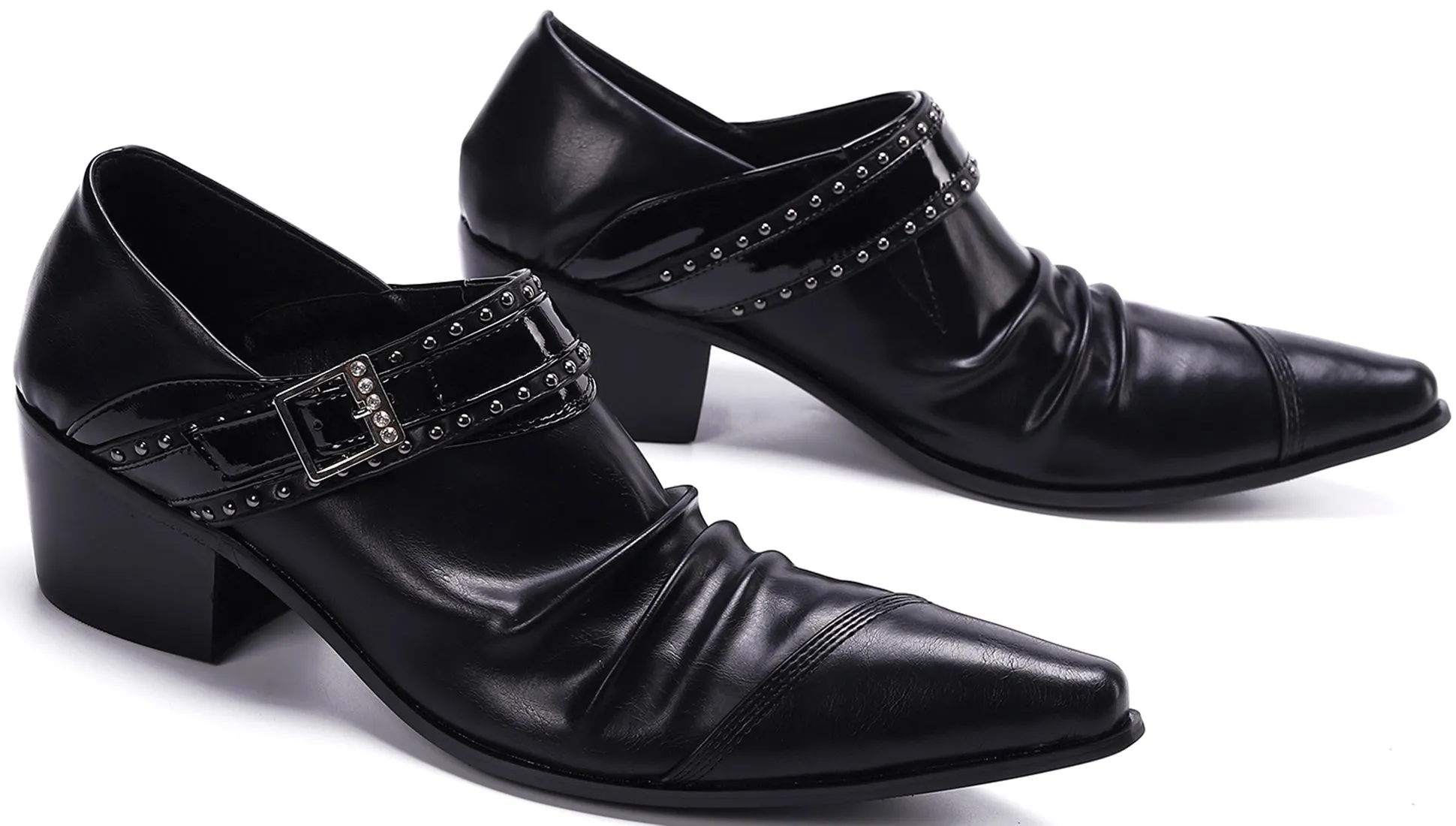 Men's Monk Strap Rivet Leather Opera Pumps