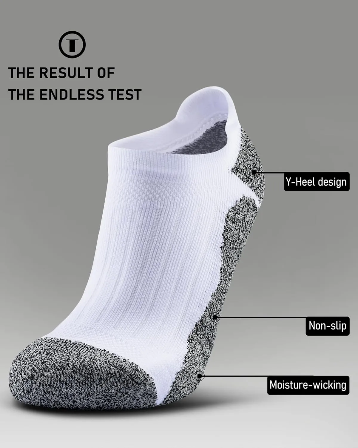 Men's No Show Compression Athletic Socks, Cushioned for Running Hiking