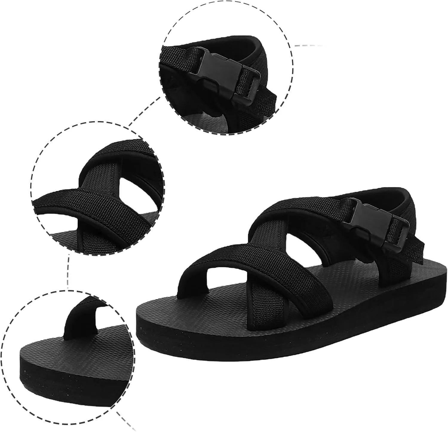 Men's Sandals Arch Support Walking Breathable Beach Sandals Orthopedic Recovery Sports Sandals with Adjustable Strap