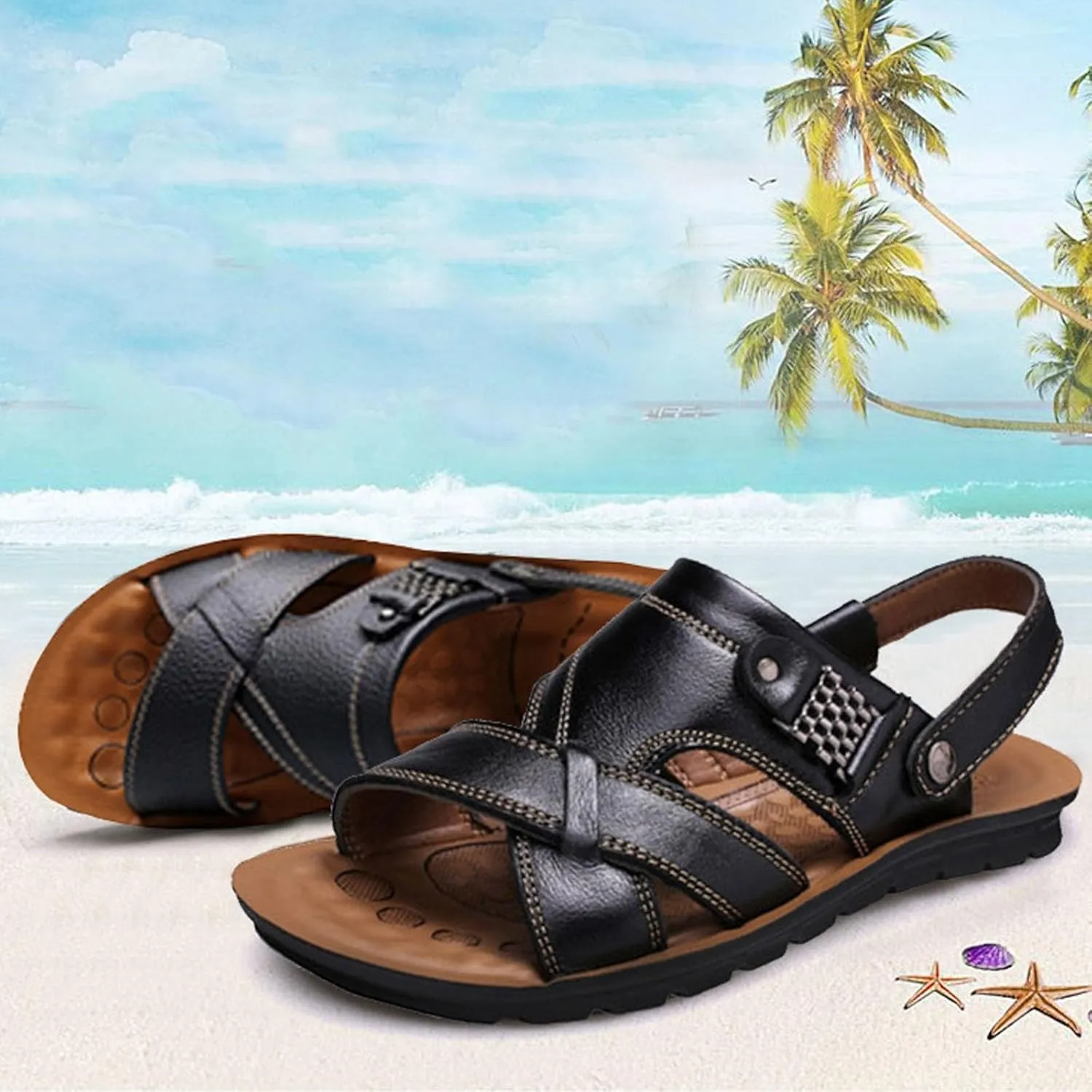 Mens Sandals Sandal for Men Mens Beach Sandals Casual Comfortable Open Toe Beach Adjustable Straps Sandal