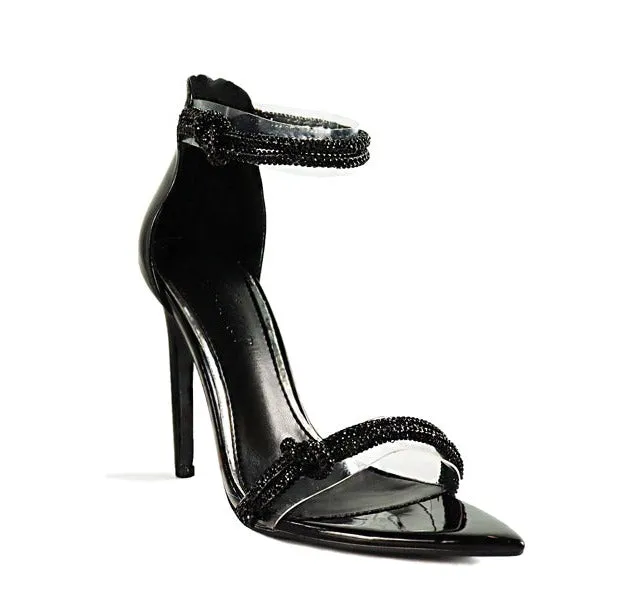 Metallic Rhinestone Knotted Heels Samba-1
