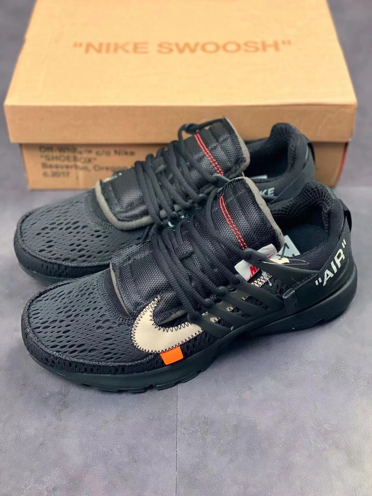 Presto X OW Black midsole running in a cantilever bridge area shoes