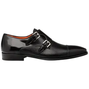 Mezlan Men's Cantera Genuine Leather Double Monk Strap Black Shoes