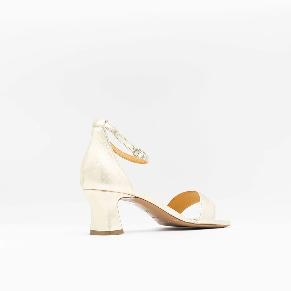 Mid-Heeled Metallic Sandals