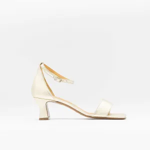 Mid-Heeled Metallic Sandals