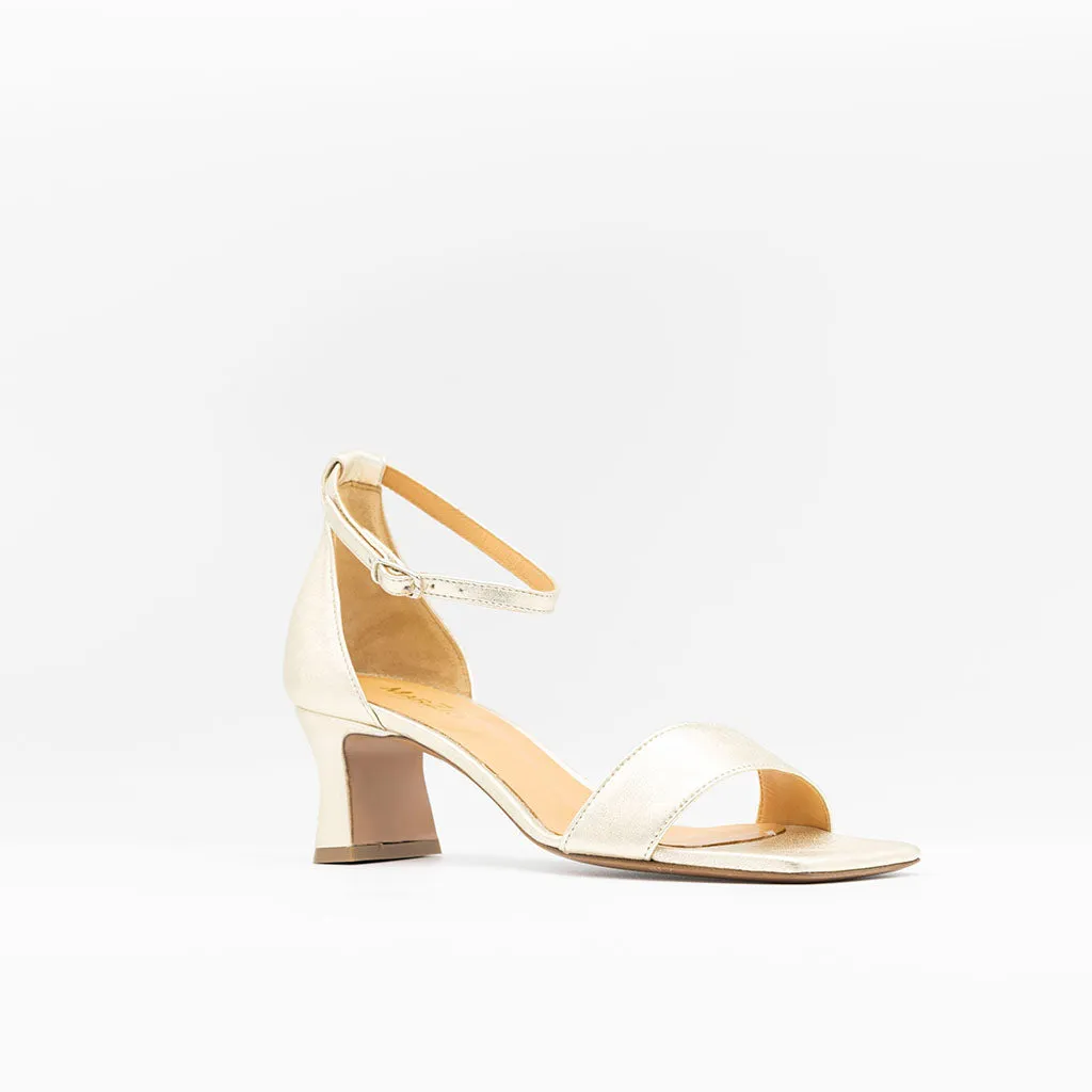 Mid-Heeled Metallic Sandals