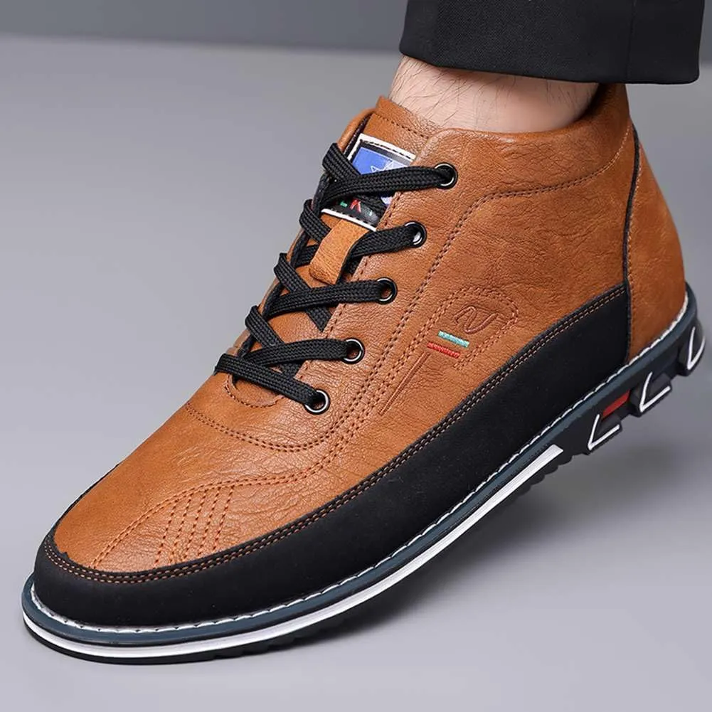 mitvr Men's Casual Dress Boots Motorcycle Boots Plus Size Ankle Boots Lace Up Fashion Leather Boots Business Wedding Party Shoes