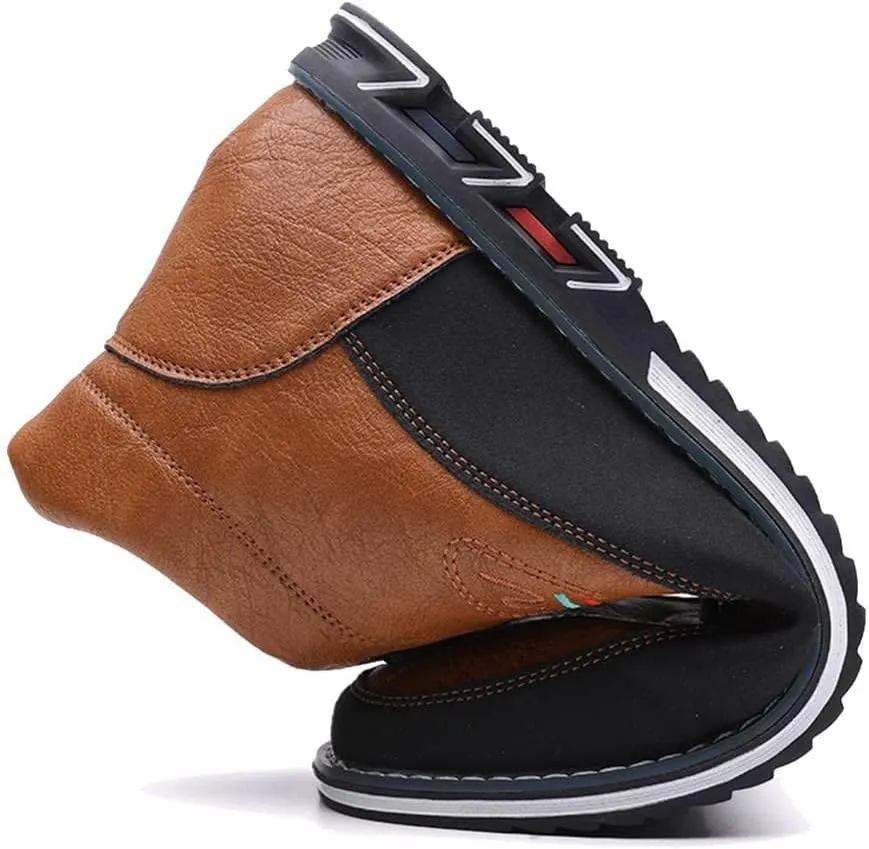 mitvr Men's Casual Dress Boots Motorcycle Boots Plus Size Ankle Boots Lace Up Fashion Leather Boots Business Wedding Party Shoes