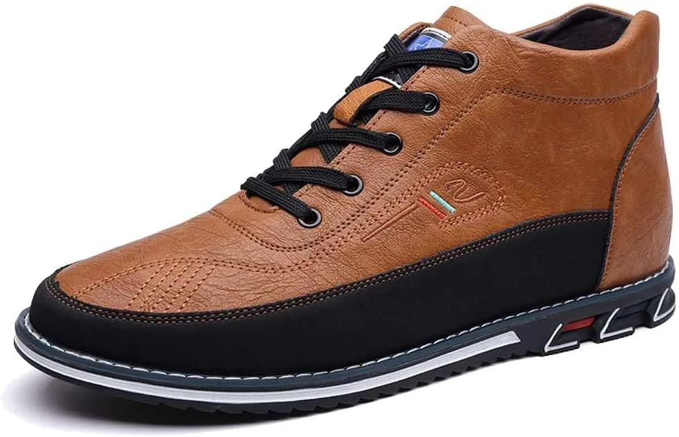 mitvr Men's Casual Dress Boots Motorcycle Boots Plus Size Ankle Boots Lace Up Fashion Leather Boots Business Wedding Party Shoes