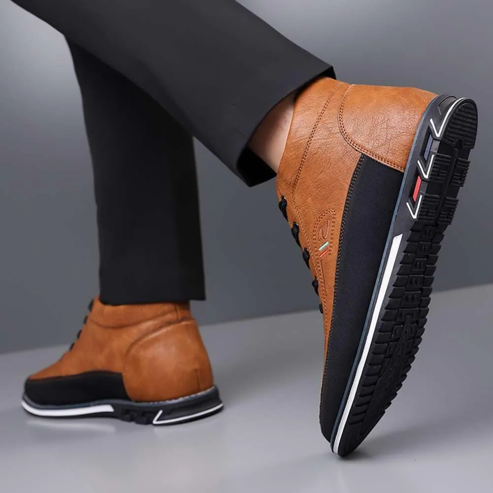 mitvr Men's Casual Dress Boots Motorcycle Boots Plus Size Ankle Boots Lace Up Fashion Leather Boots Business Wedding Party Shoes