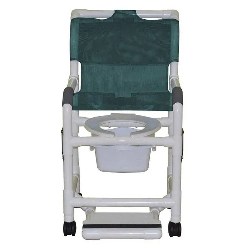 MJM International Double Drop Arms PVC Shower Chair with 10 Qt Commode Pail