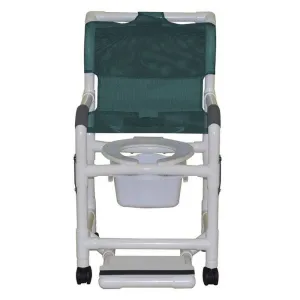 MJM International Double Drop Arms PVC Shower Chair with 10 Qt Commode Pail