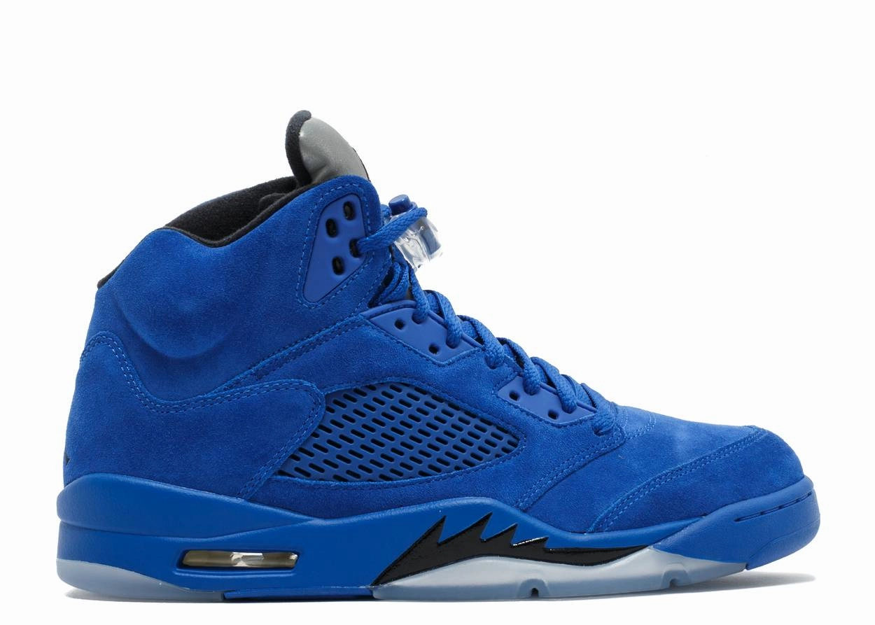 Jordan 5 Retro Blue Suede work - out running shoes Easy