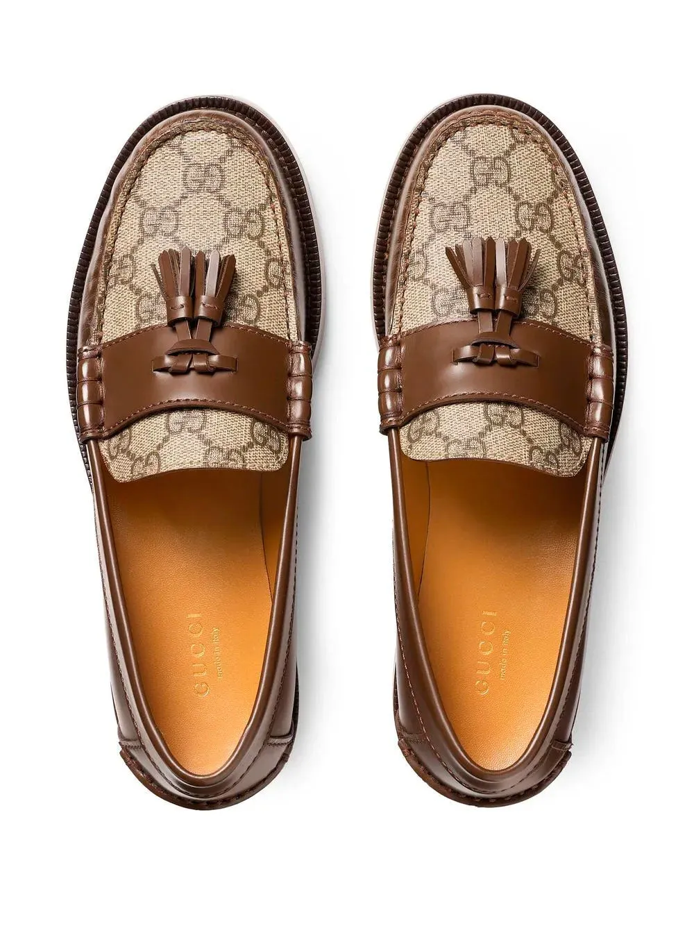 Monogram-print tassel loafers