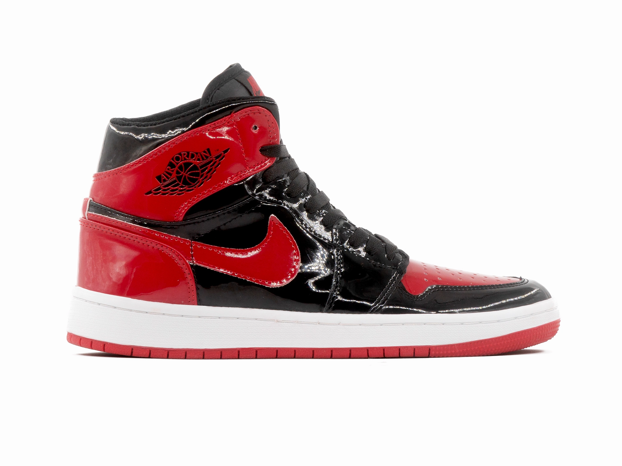 Quick-Dry Tenis Retro 1 Charol Negro Rojo