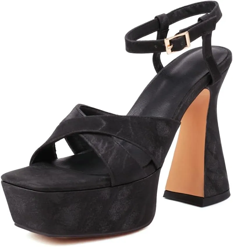MRKEWUNEY Womens Platform High Heels Sandals Chunky Heels