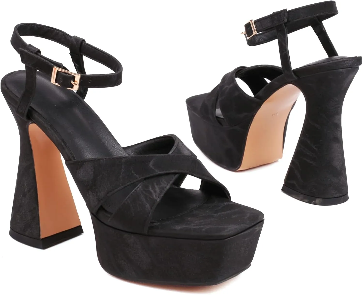 MRKEWUNEY Womens Platform High Heels Sandals Chunky Heels