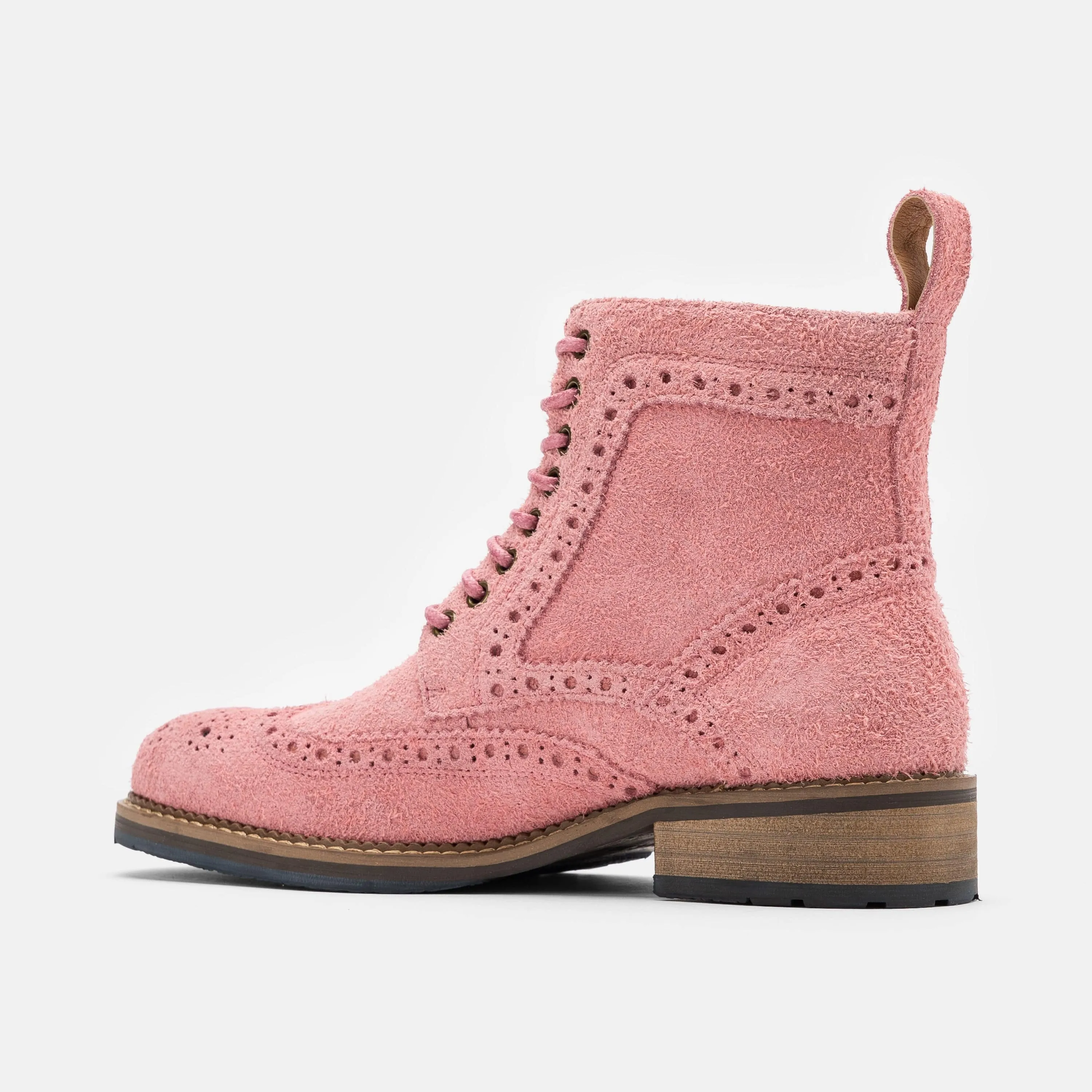 Ms. Belmont Rose Pink Suede Wingtip Boots