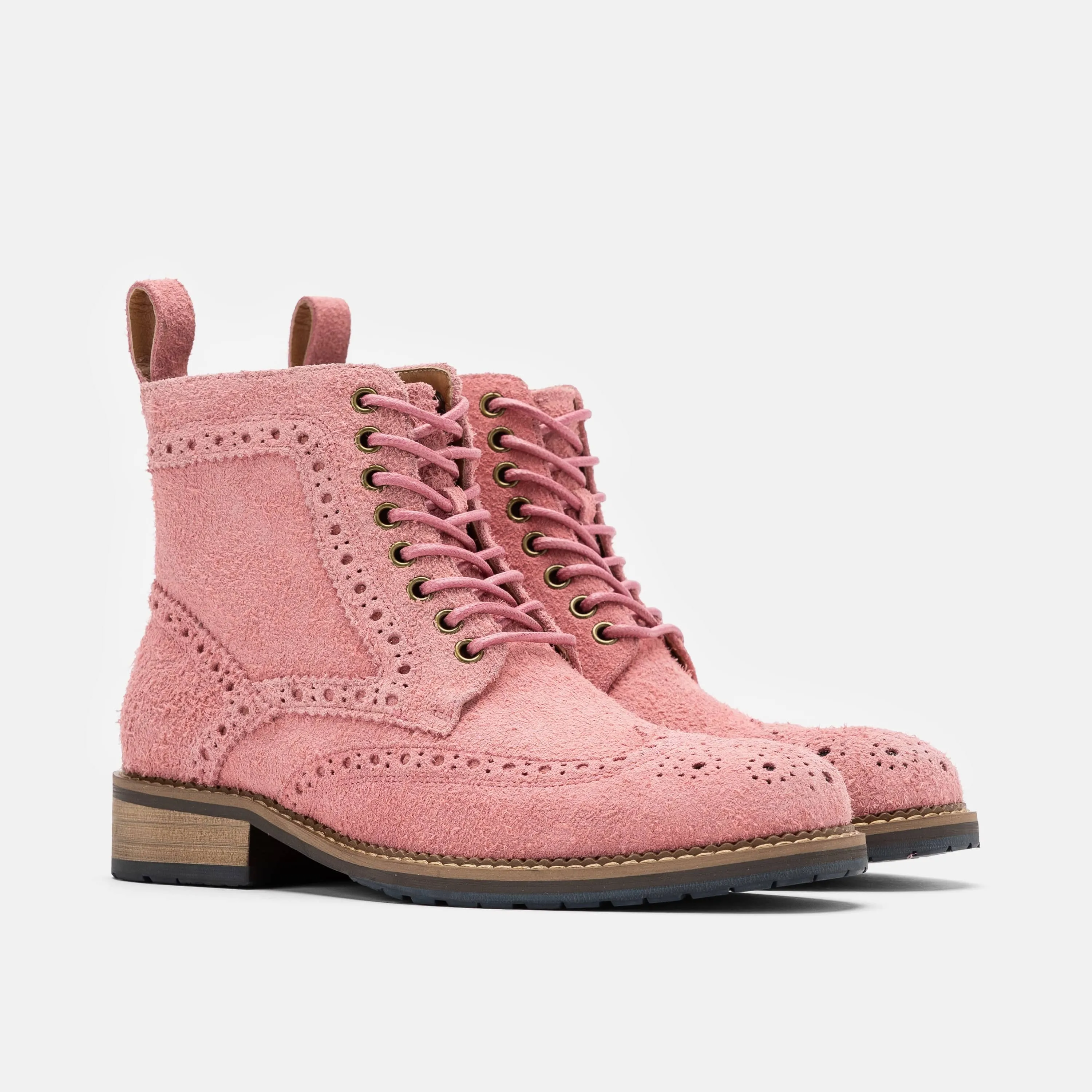 Ms. Belmont Rose Pink Suede Wingtip Boots