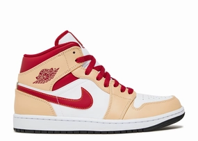 Air Jordan 1 Mid "Light Curry Cardinal Red" (Wilmington Location) Tensile Fiber Upper
