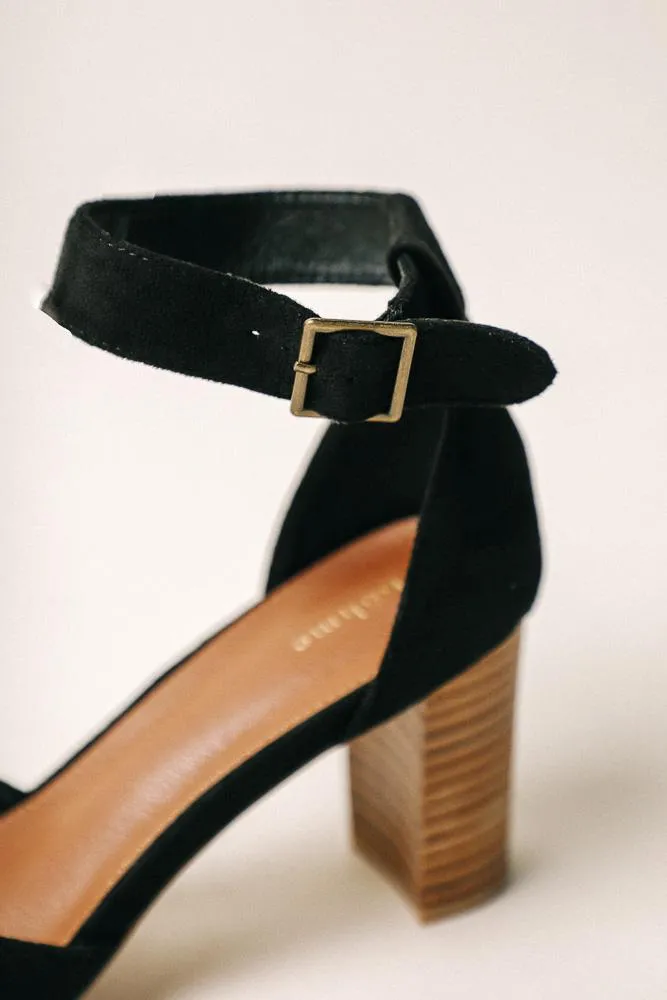 Nala Ankle Strap Heels in Black