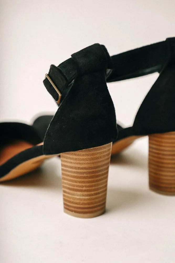 Nala Ankle Strap Heels in Black