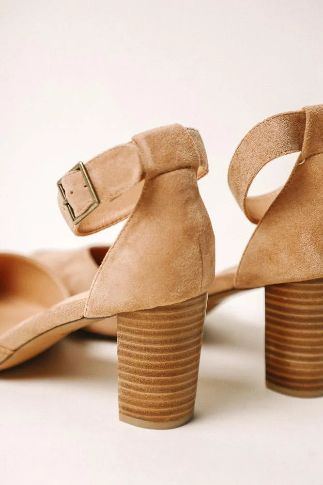Nala Ankle Strap Heels in Taupe