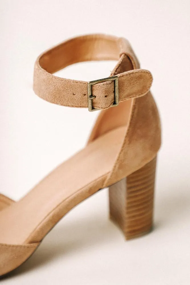 Nala Ankle Strap Heels in Taupe