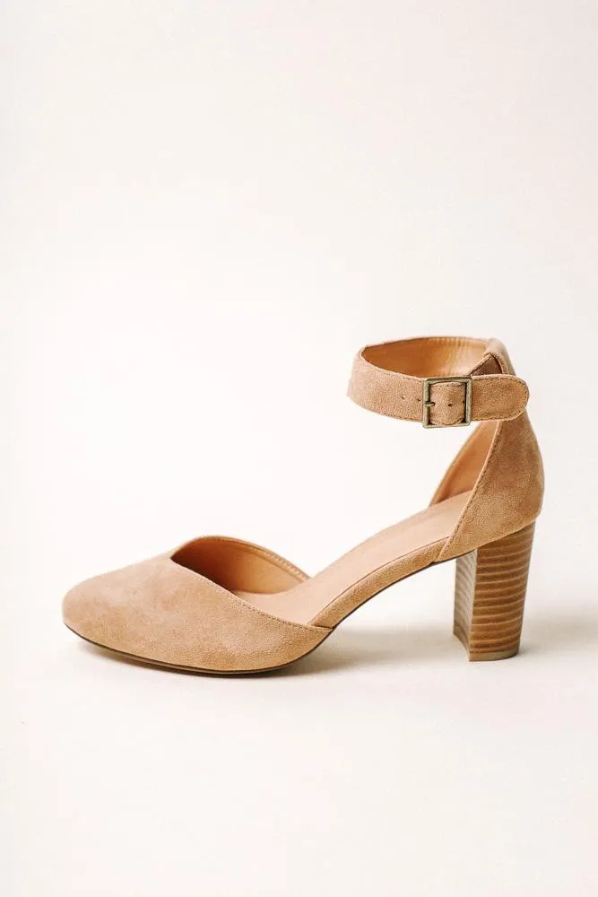 Nala Ankle Strap Heels in Taupe