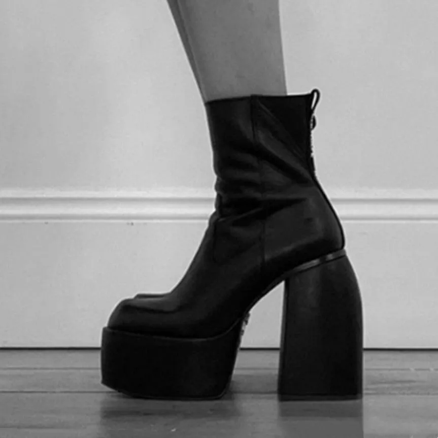 NIELS Block Heel Platform Ankle Boots