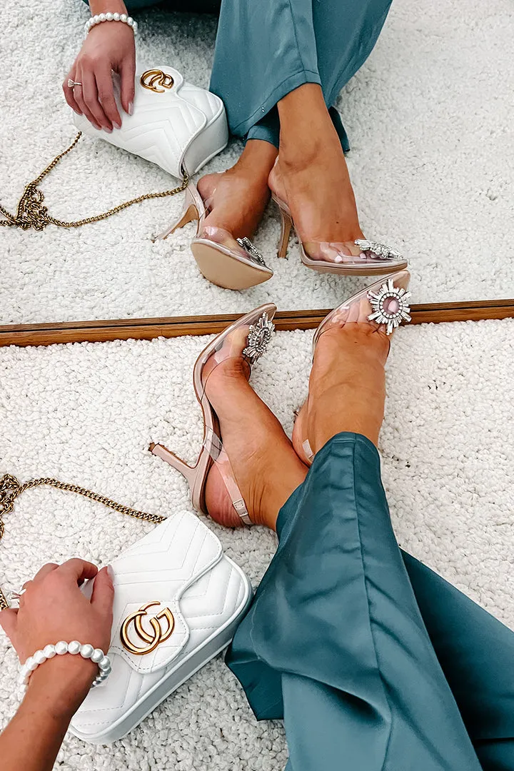 Night In The Hamptons Billini Bejeweled Slingback Heels (Nude)